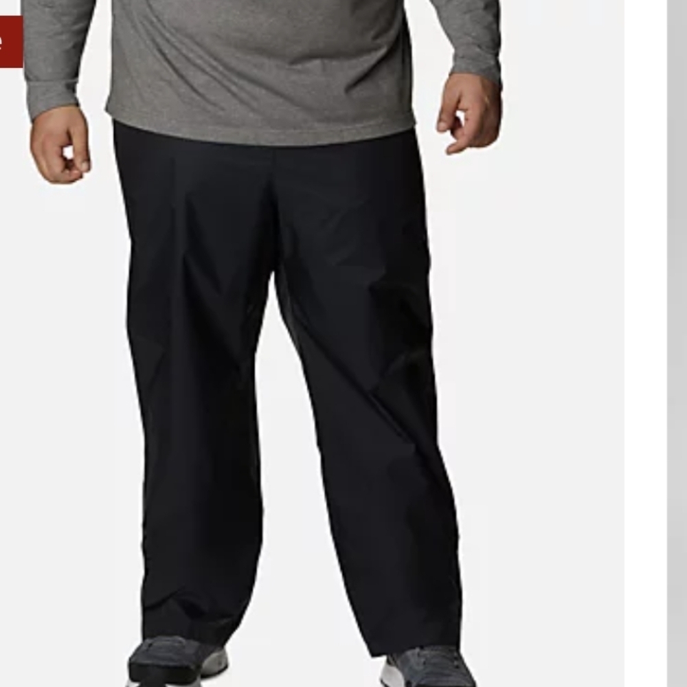 NWT Columbia Men's Rebel Roamer Rain Pants black, big sz 6x 30" inseam